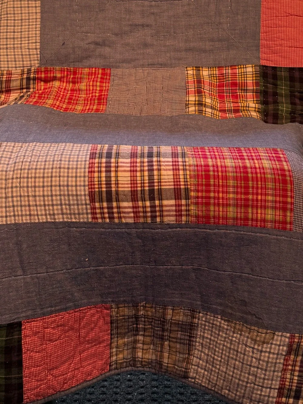 Patchwork handmade Quilt denim and flannel twin/full